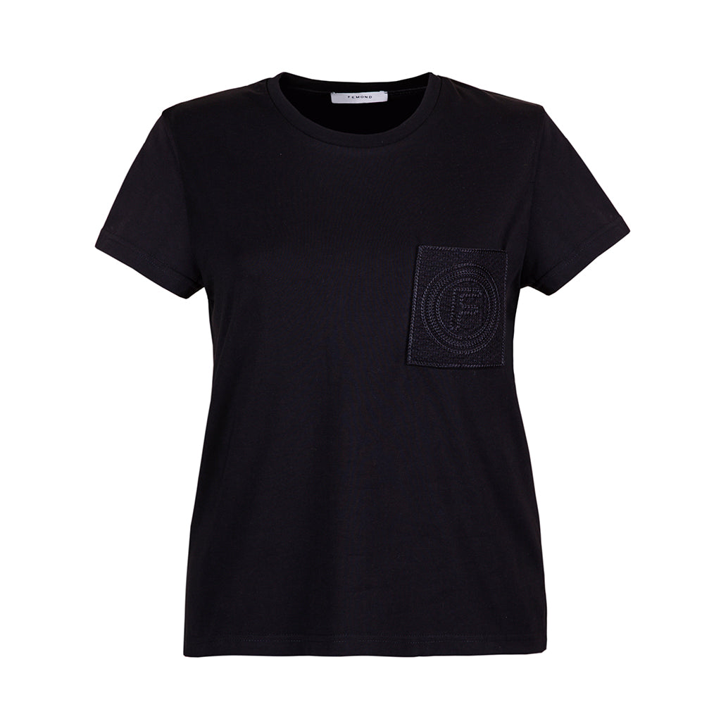 FEMOND Embroidered pocket t-shirt black